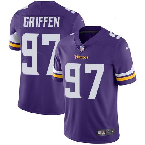 Nike Vikings #97 Everson Griffen Purple Team Color Youth Stitched NFL Vapor Untouchable Limited Jersey - Click Image to Close